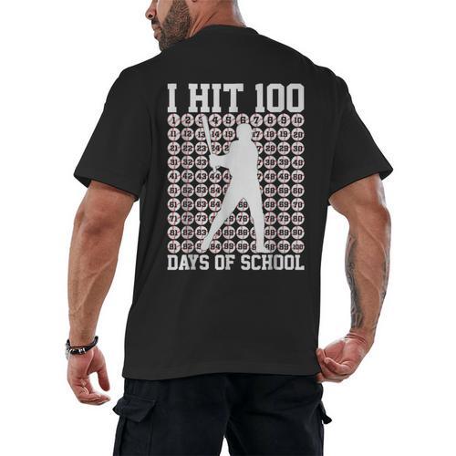 100 Days Of School Boys Kids 100th Day Balls For Baseball Men's Back Print T-Shirt - Sportilla