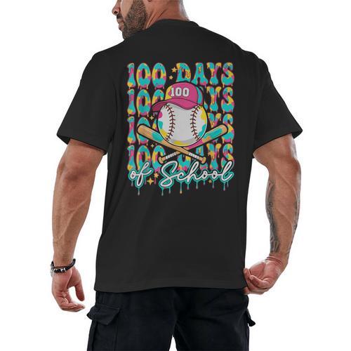 100 Days Of School Drip Baseball 100th Day Baseball School Men's Back Print T-Shirt - Sportilla