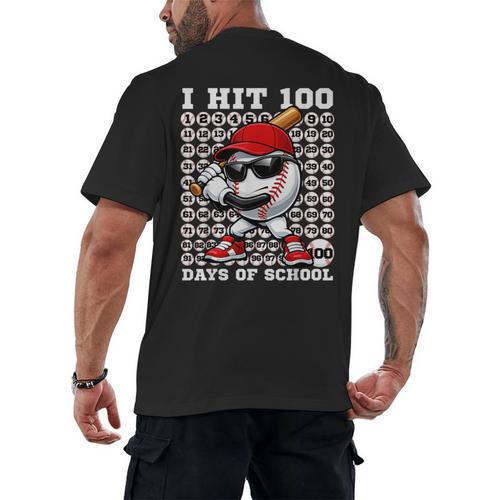 100 Days Of School Retro Baseball Sport For Boys Teachers Men's Back Print T-Shirt - Sportilla