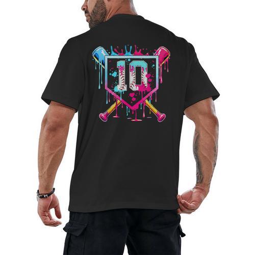 10th Birthday Boys Baseball Ice Cream Drip Boys Baseball Men's Back Print T-Shirt - Sportilla
