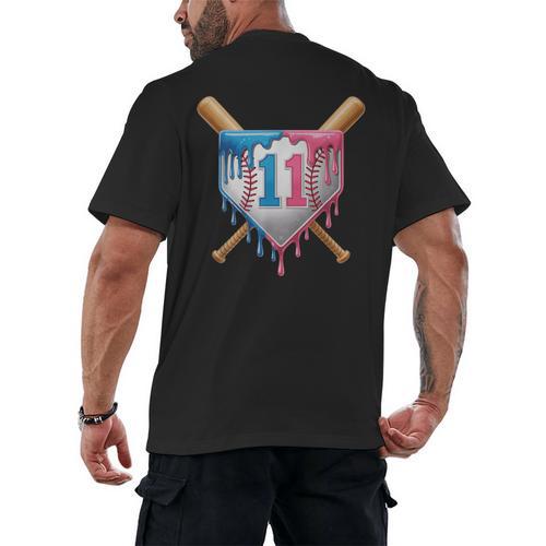 11th Birthday 11yr 2014 Baseball 11 Player 11th Birthday Men's Back Print T-Shirt - Sportilla