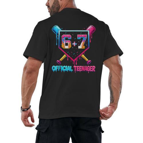 13th Birthday Official Teenager 67 Baseball Drip Boys Men's Back Print T-Shirt - Sportilla