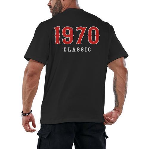 55 Year Old 1970 Classic Baseball Fan 55th Birthday Men's Back Print T-Shirt - Sportilla