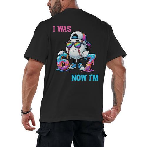 I Was 6 Now I'm 7 Baseball Birthday Drip Ice Cream Boy Men's Back Print T-Shirt - Sportilla