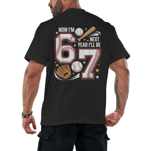 6 Year Old Birthday 67 Trend Baseball Now I’m 6 Next Year 7 Men's Back Print T-Shirt - Sportilla