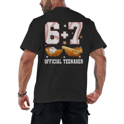 67 13 Year Old Official Teenager Baseball Boy 13th Birthday Men's Back Print T-Shirt - Sportilla