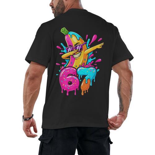 67 Baseball Dabbing Banana 6 7 Dripping Ice Cream Meme Men's Back Print T-Shirt - Sportilla
