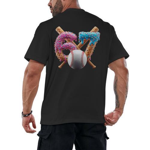 67 Baseball Ice Cream Drip Kids Youth Men's Back Print T-Shirt - Sportilla