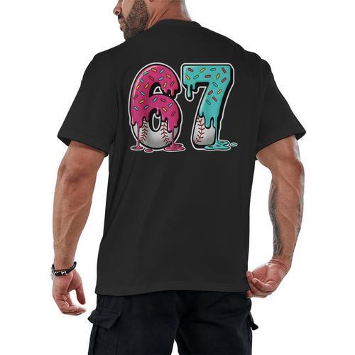 67 Ice Cream Drip Baseball Gen Alpha Slang Six Seven Meme Men's Back Print T-Shirt - Sportilla
