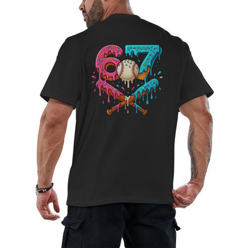 67 Ice Cream Drip Baseball Meme – Six Seven Gen Alpha Men's Back Print T-Shirt - Sportilla