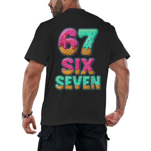 67 Ice Cream Drip Baseball Six Seven 6-7 Meme Teen Boy Men's Back Print T-Shirt - Sportilla