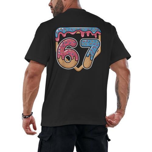 67 Ice Cream Drip Meme Baseball Men's Back Print T-Shirt - Sportilla