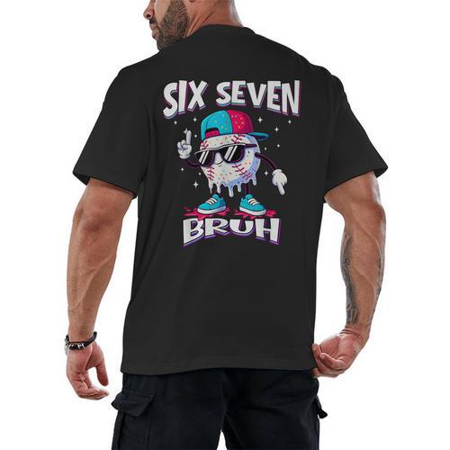 67 Meme Six Seven Baseball Ice Cream Drip Girls Boys Men's Back Print T-Shirt - Sportilla
