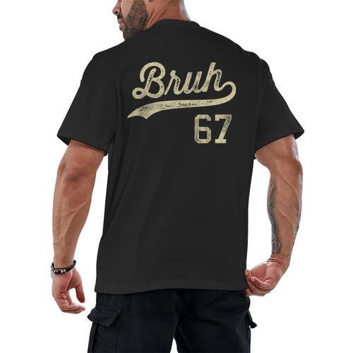 67 Six Seven Bruh Meme Baseball Style Vintage Men's Back Print T-Shirt - Sportilla