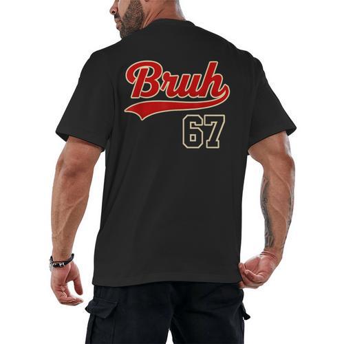 67 Six Seven Bruh Meme Baseball Vintage Style Men Boys Men's Back Print T-Shirt - Sportilla