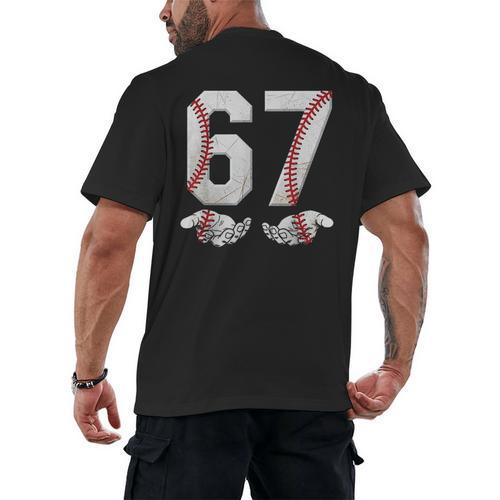 67 Six Seven Number 6 7 Meme Baseball Six Seven For Boys Men Men's Back Print T-Shirt - Sportilla
