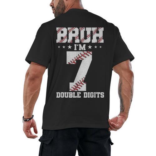 7th Birthday Baseball Bruh I'm 7 Double Digits 7 Years Old Men's Back Print T-Shirt - Sportilla