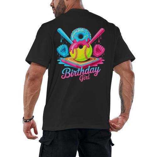 8th Birthday Baseball Ice Cream Drip 8 Years Old Girls B-Day Men's Back Print T-Shirt - Sportilla