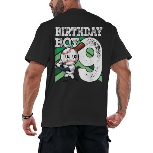 9th Birthday Baseball Birthday Party 9th Birthday Boy Men's Back Print T-Shirt - Sportilla