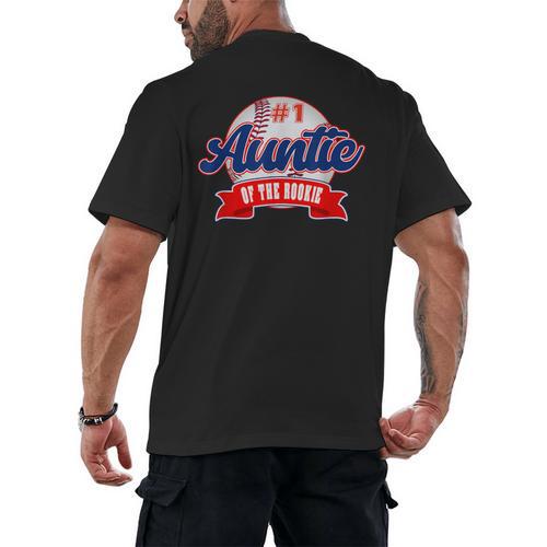Auntie Rookie Of Year 1st Birthday Baseball Theme Matching Men's Back Print T-Shirt - Sportilla