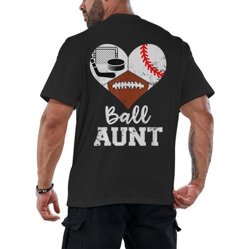 Ball Aunt Heart Football Baseball Hockey Game Day Men's Back Print T-Shirt - Sportilla
