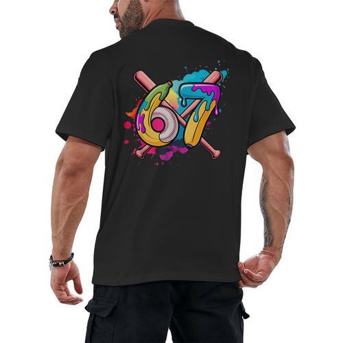 Banana Baseball 67 Ice Cream Drip Meme Men's Back Print T-Shirt - Sportilla