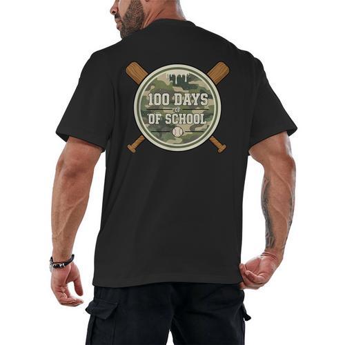 Baseball 100th Day Of School Camouflage Men's Back Print T-Shirt - Sportilla