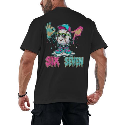 Baseball 67 Drip Six Seven Hand Signs Ice Cream Meme Men's Back Print T-Shirt - Sportilla