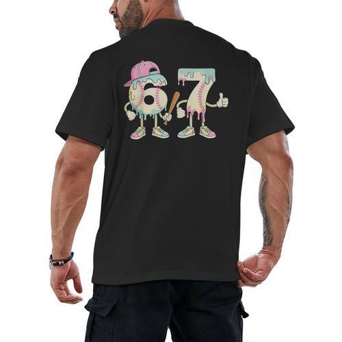 Baseball 67 Dripping Six Seven Drip Meme Ice Cream Boy Men's Back Print T-Shirt - Sportilla