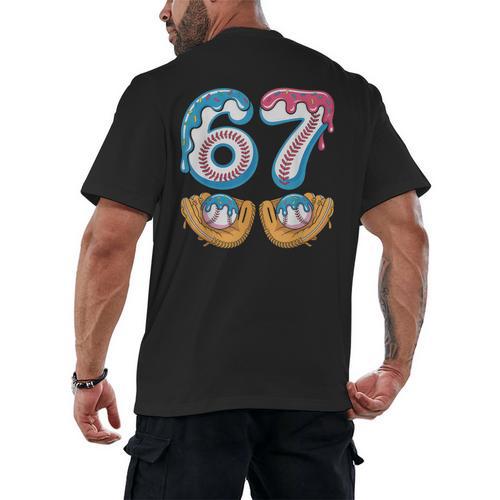 Baseball 67 Ice Cream Drip 67 Meme Player T-Shirt Men's Back Print T-Shirt - Sportilla