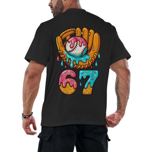 Baseball 67 Ice Cream Drip 67 Six Seven Meme 67th Birthday Men's Back Print T-Shirt - Sportilla