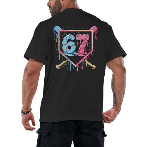 Baseball 67 Ice Cream Drip Six Seven Meme Boy Girl Kid Men's Back Print T-Shirt - Sportilla