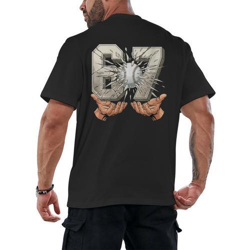Baseball 67 Six Seven Gen Alpha Meme Men's Back Print T-Shirt - Sportilla