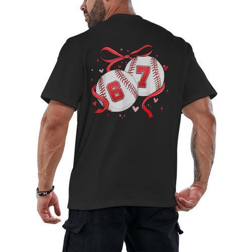 Baseball 67 Six Seven Gen Alpha Meme Valentine's Day Men's Back Print T-Shirt - Sportilla