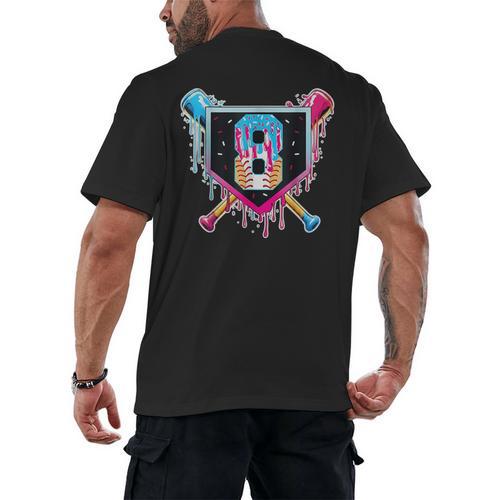 Baseball 8 Year Old Boy Ice Cream Drip 8th Birthday Player Men's Back Print T-Shirt - Sportilla