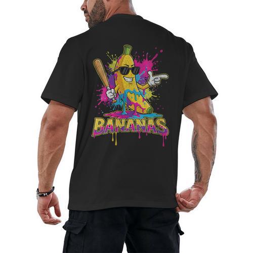 Baseball Banana Splatter Sports Kids Teens Men's Back Print T-Shirt - Sportilla