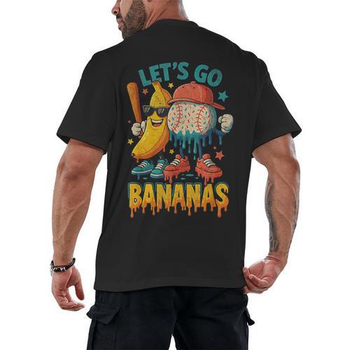 Baseball Banana Sports Drip Art For Kids Men's Back Print T-Shirt - Sportilla