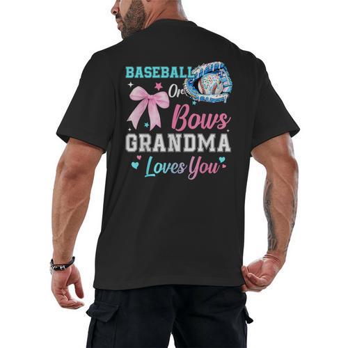 Baseball Or Bows Your Grandma Loves You Gender Reveal Men's Back Print T-Shirt - Sportilla