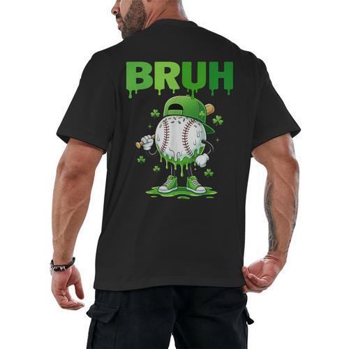 Baseball Bruh Drip Ice Cream Youth Boy St Patricks Day Men's Back Print T-Shirt - Sportilla