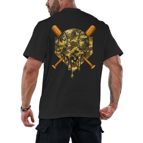 Baseball Camo Boys Ice Cream Youth Baseball Men's Back Print T-Shirt - Sportilla