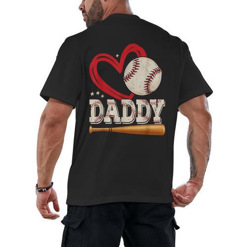 Baseball Daddy Baseball Heart Family Matching Men's Back Print T-Shirt - Sportilla