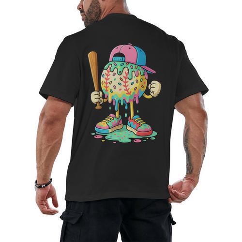 Baseball Drip For Boys Ice Cream Drip Baseball Sport Men's Back Print T-Shirt - Sportilla