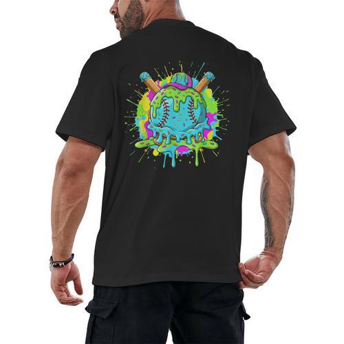 Baseball Drip For Boys Ice Cream Drip Youth Boys Baseball Men's Back Print T-Shirt - Sportilla
