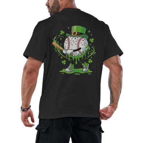 Baseball Drip For Boys Ice Cream Drip Youth St Patricks Day Men's Back Print T-Shirt - Sportilla
