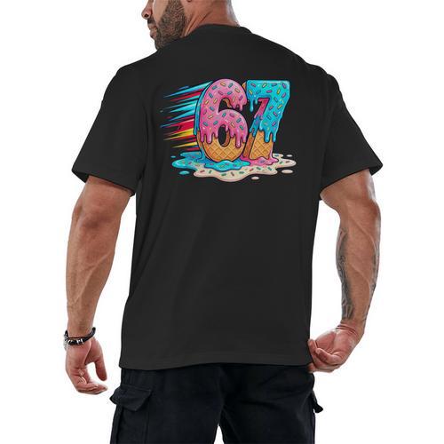 Baseball Drip Ice Cream 67 Graffiti Splash Melt Men's Back Print T-Shirt - Sportilla