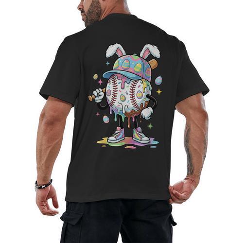 Baseball Drip Ice Cream Apparel Youth Boy Easter Day Men's Back Print T-Shirt - Sportilla