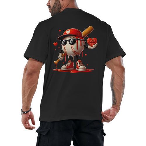 Baseball Drip Ice Cream Apparel Youth Boy Valentine Men's Back Print T-Shirt - Sportilla