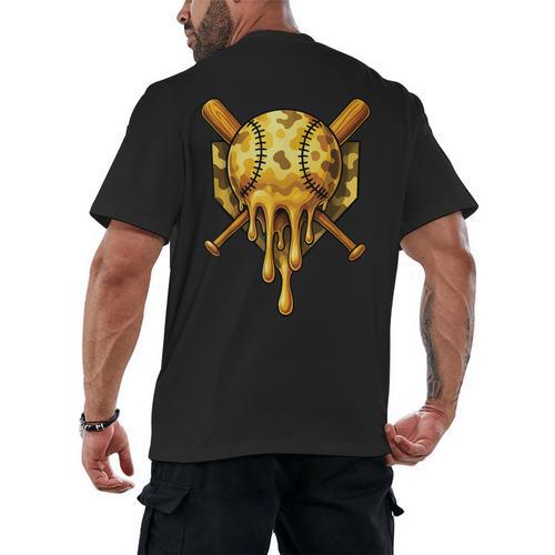 Baseball Drip Ice Cream Camo Cool Men's Back Print T-Shirt - Sportilla