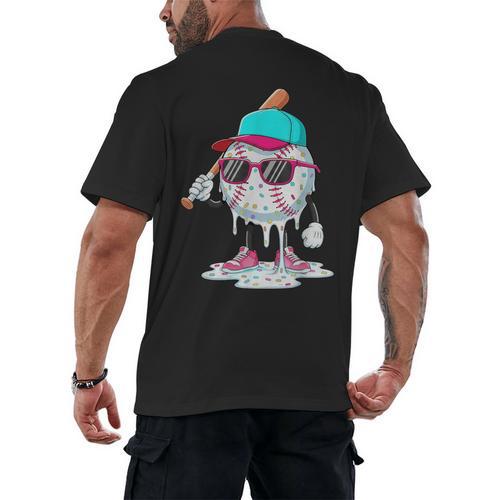Baseball Drip Ice Cream Lifestyle Sprinkless Boy Kid Men's Back Print T-Shirt - Sportilla