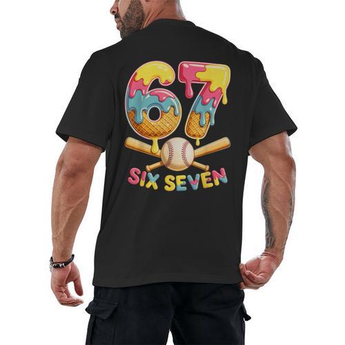 Baseball Drip Ice Cream Number 67 Player Lifestyle Men's Back Print T-Shirt - Sportilla